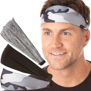Xflex 3-pack Men's Grey Camo/Black/Grey Adjustable Spandex Sport Headbands